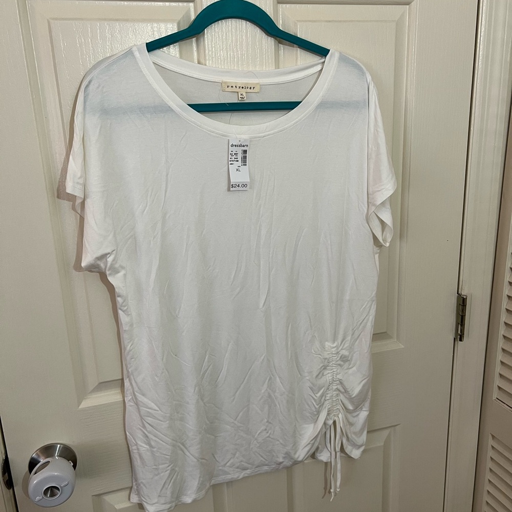 NWT White Women's Top with Ruching